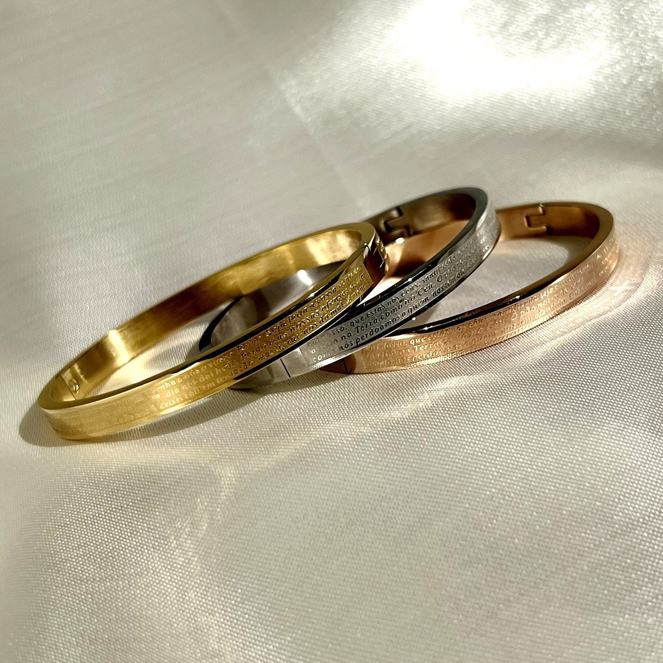 Bracelete Oração do Pai Nosso Prateado - Imagem 2