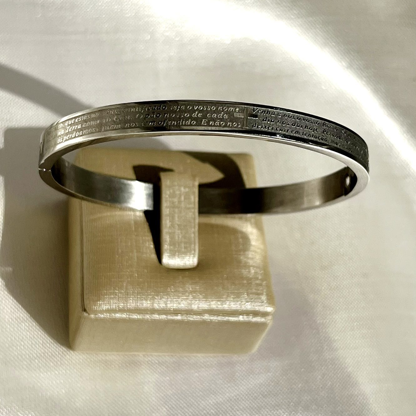 Bracelete Oração do Pai Nosso Prateado - Imagem 3