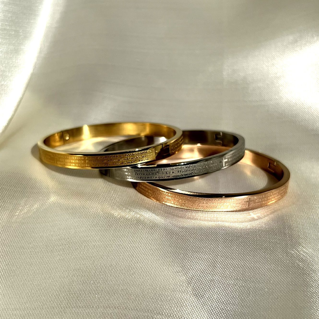 Bracelete Oração do Pai Nosso Prateado