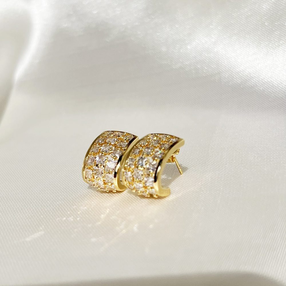 Brinco Meia Gota Zircônia Vazado - Imagem 2