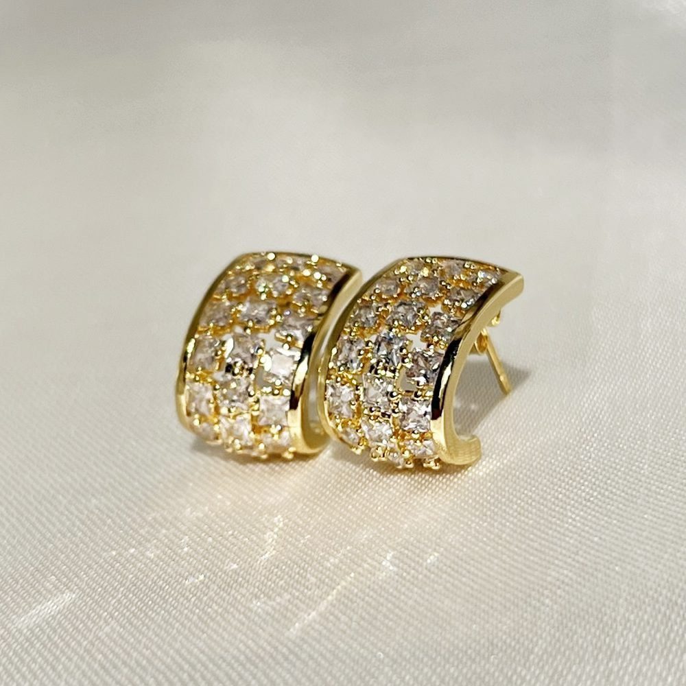 Brinco Meia Gota Zircônia Vazado - Imagem 3