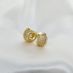 Brinco Argola Ouriço Zircônia Cravejado