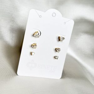 Brincos Trio Ponto de Luz Triângulo