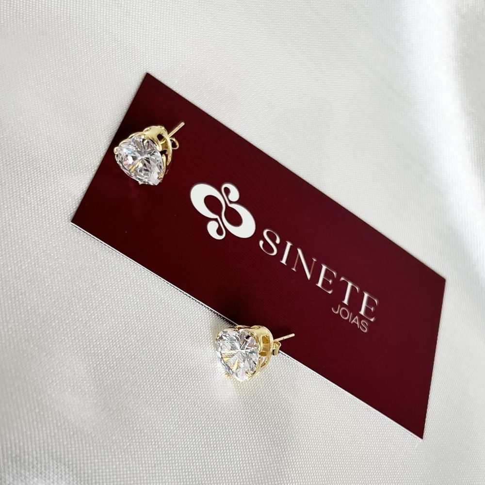 Brinco zircônia coração pequeno - Imagem 2
