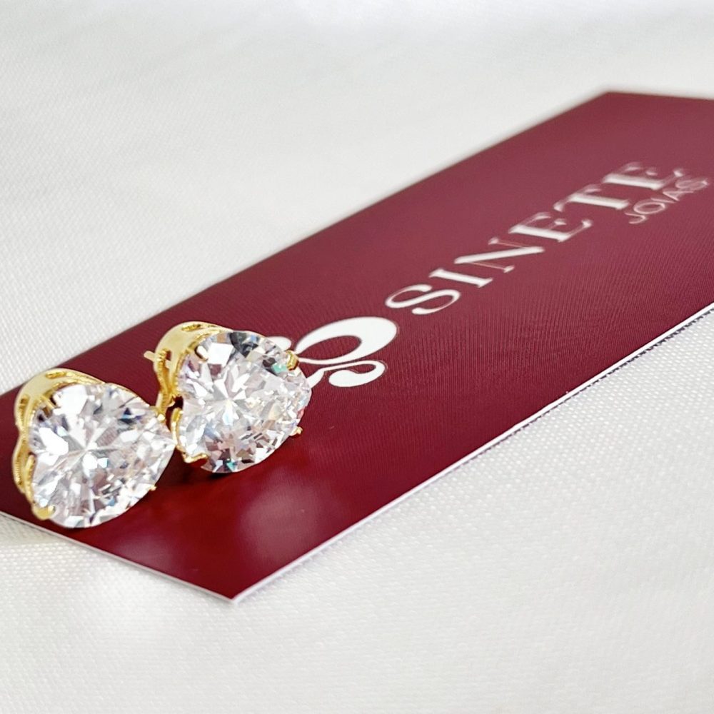 Brinco zircônia coração pequeno - Imagem 3